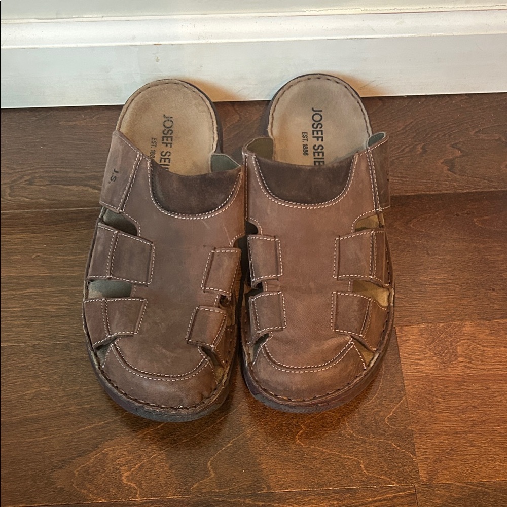 Josef Seibel Men's Tan Leather Sandals